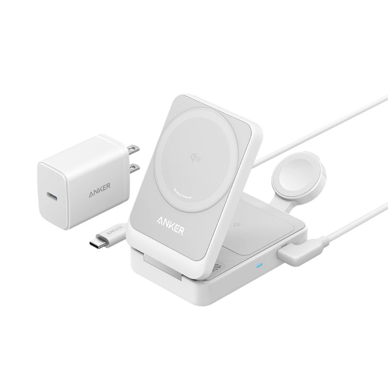 Statie 3in1, 15W + Incarcator Priza + Cablu Type-C - Anker (B2557321) - White