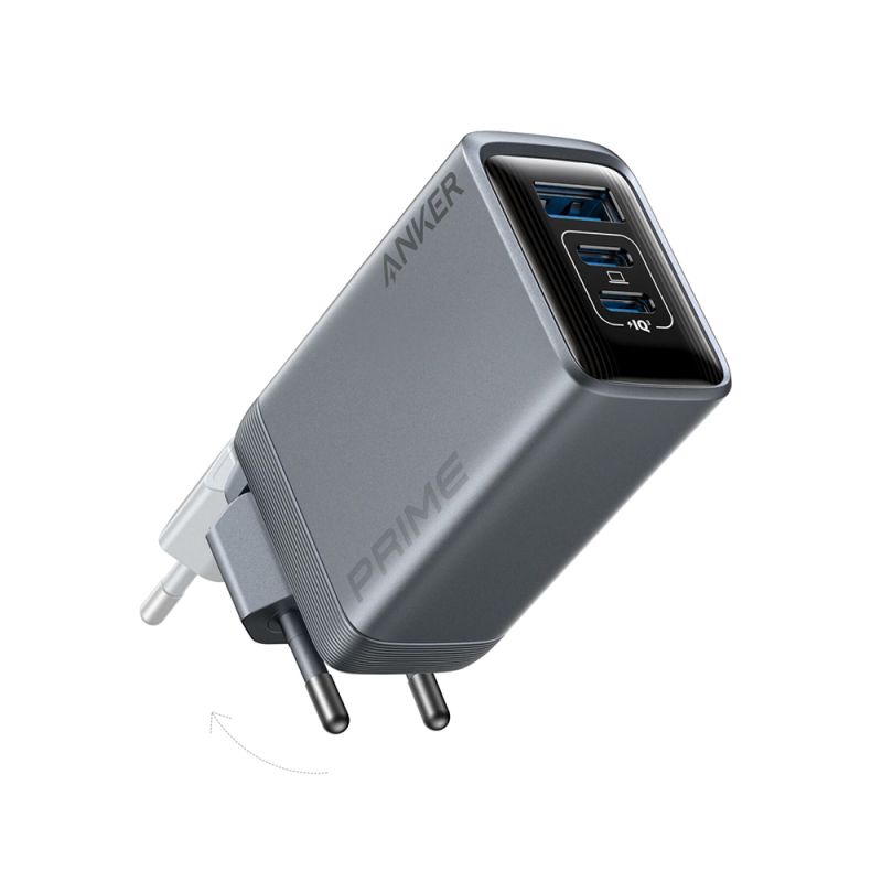 Incarcator Priza GaN Fast Charger, 2x Type-C, USB, 100W, EU - Anker GaN Prime (A2688341) - Gray