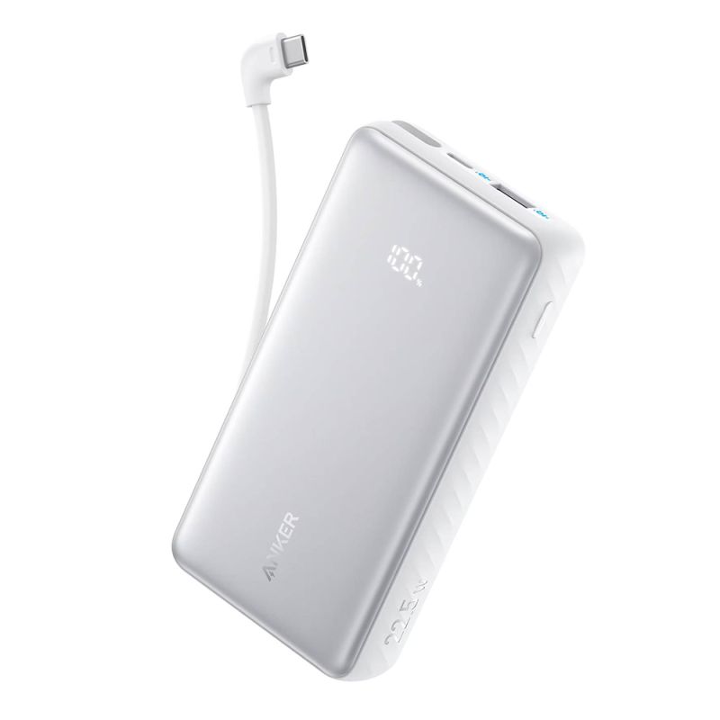 Powerbank cu Cablu Incorporat, USB Type-C, 10000mAh, 22.5W - Anker Zolo (A110DH21) - White