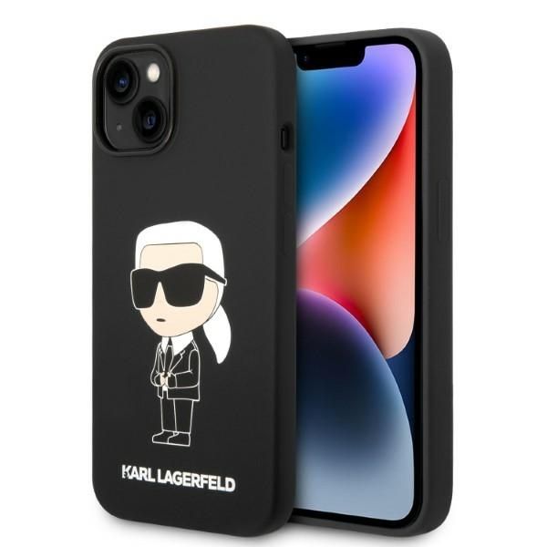 Husa pentru iPhone 14 Plus - Karl Lagerfeld Silicone (KLHCP14MSNIKBCK) - Black Ikonik