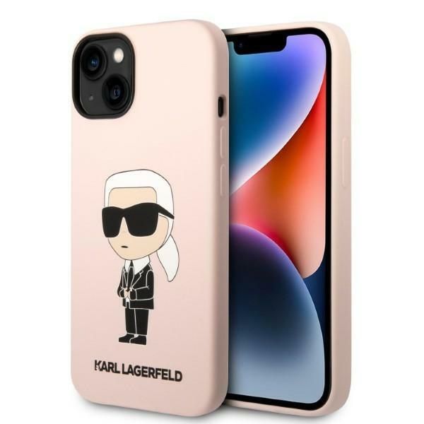 Husa pentru iPhone 14 Plus - Karl Lagerfeld Silicone (KLHCP14MSNIKBCP) - Pink Ikonik
