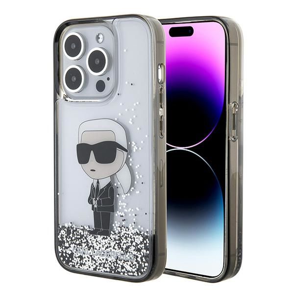 Husa pentru iPhone 15 Pro - Karl Lagerfeld Hardcase Liquid Glitter (KLHCP15LLKKNSK) - Transparent Ikonik