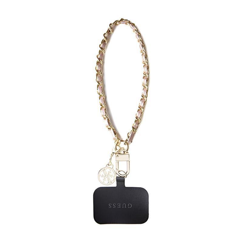 Snur pentru Telefon, Ajustabil, Universal - Guess Hand Strap Saffiano 4G Charm (GUOUCHSAMC4P) - Black