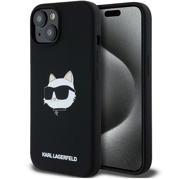 Husa pentru iPhone 15 Plus - Karl Lagerfeld Silicone MagSafe (KLHMP15MSCHPPLK) - Choupette Head