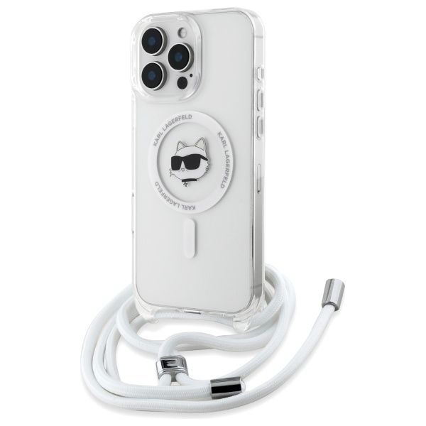 Husa pentru iPhone 16 - Karl Lagerfeld IML Crossbody MagSafe (KLHMP16SHCCHNT) - Transparent Choupette`s Head