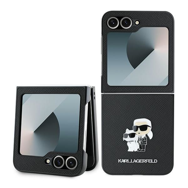 Husa pentru Samsung Galaxy Z Flip6 / Flip7 FE - Karl Lagerfeld Saffiano (KLHCZF6SAPKCNPK) - Karl&Choupette Metal Pin