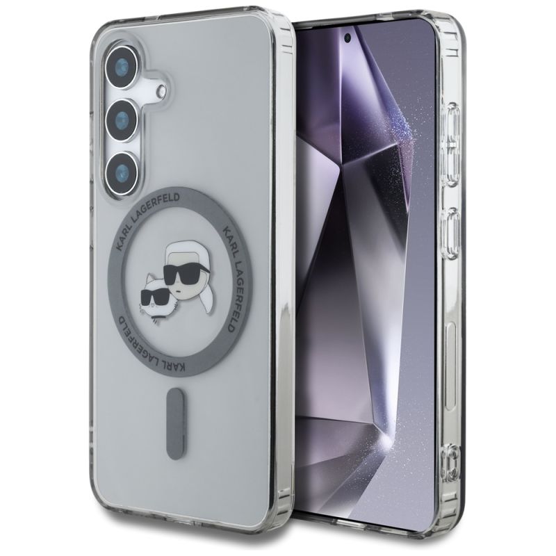 Husa pentru Samsung Galaxy S25 - Karl Lagerfeld IML MagSafe (KLHMS25SHLSKCK) - Metal Karl&Choupette Heads
