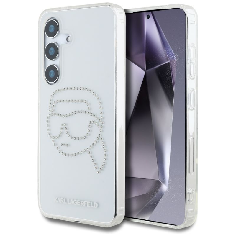 Husa pentru Samsung Galaxy S25 - Karl Lagerfeld IML Rhinestones (KLHCS25SHKHDCELT) - Transparent Karl Head