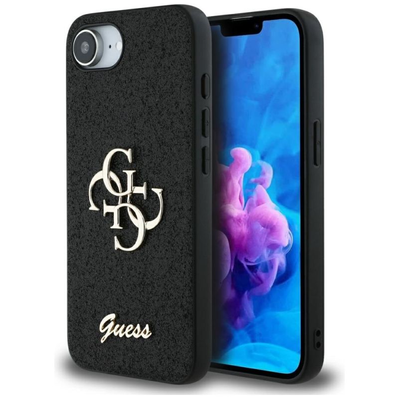 Husa pentru iPhone 16e / iPhone 17e - Guess Glitter Fixed Big 4G (GUHCPSE4HG4SGK) - Black