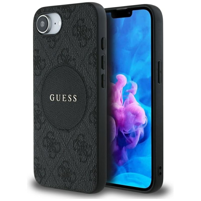 Husa pentru iPhone 16e / iPhone 17e - Guess 4G Circle Classic Logo MagSafe (GUHMPSE4P4PGRSGK) - Black