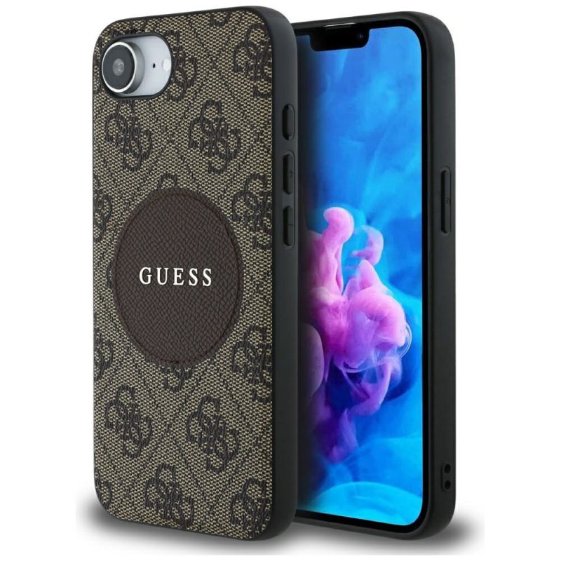 Husa pentru iPhone 16e / iPhone 17e - Guess 4G Circle Classic Logo MagSafe (GUHMPSE4P4PGRSGW) - Brown