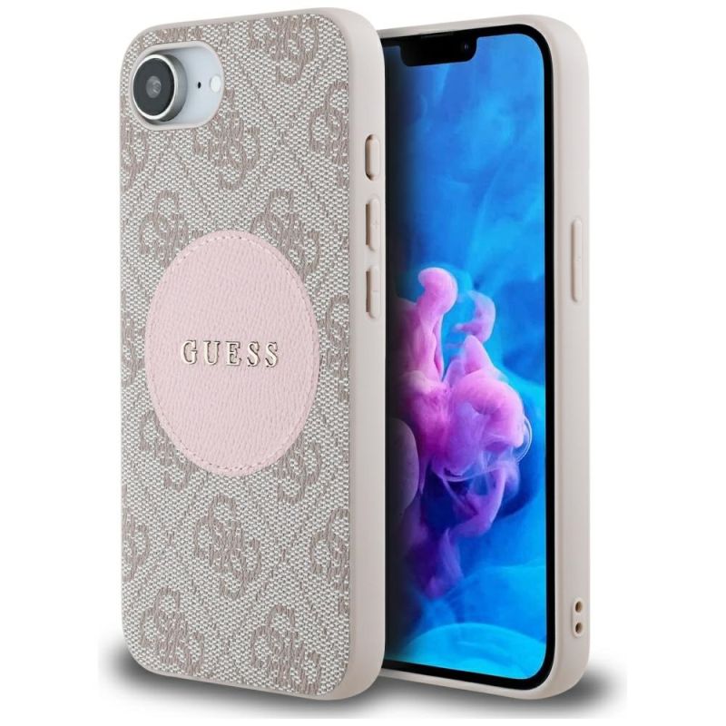 Husa pentru iPhone 16e / iPhone 17e - Guess 4G Circle Classic Logo MagSafe (GUHMPSE4P4PGRSGP) - Pink