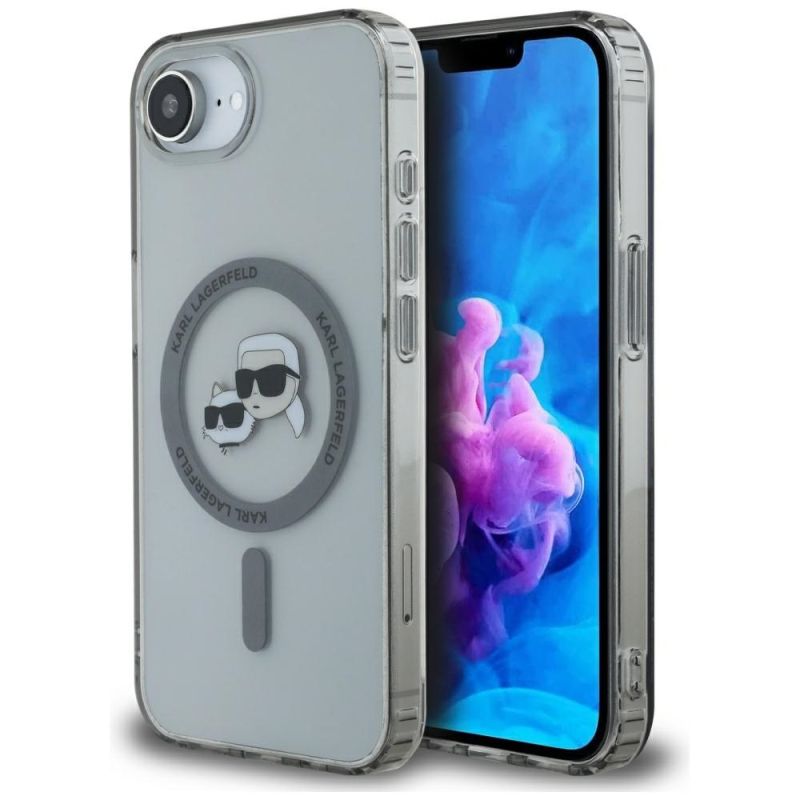 Husa pentru iPhone 16e / iPhone 17e - Karl Lagerfeld IML MagSafe (KLHMPSE4HLSKCK) - Metal Karl&Choupette Head