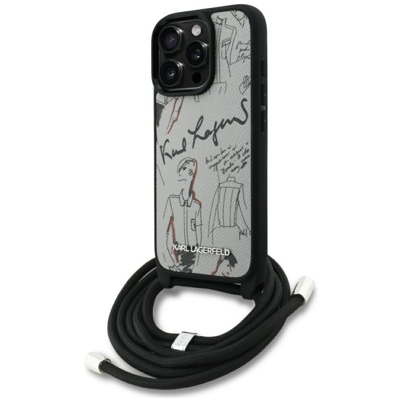 Husa pentru iPhone 16 Pro Max - Karl Lagerfeld Saffiano MagSafe Crossbody (KLHCP16XPGGRMPCG) - Grey