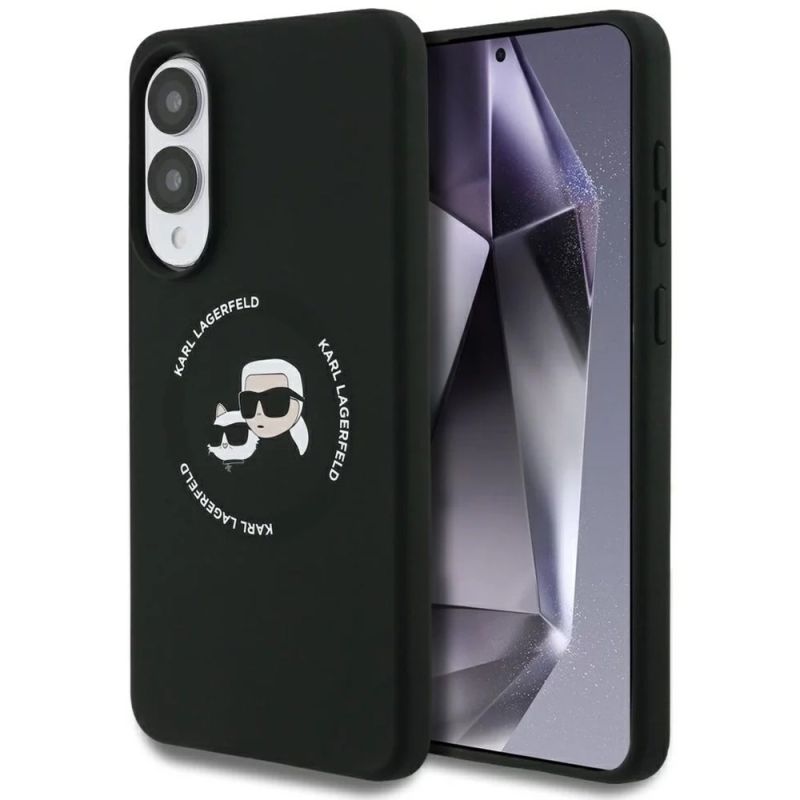 Husa pentru Samsung Galaxy S25 Edge - Karl Lagerfeld Silicone Double Heads MagSafe (KLHMS25ESKCHTCK) - Black