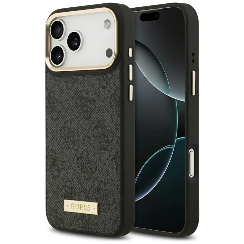 Husa pentru iPhone 17 Pro Max - Guess Hardcase 4G Logo Plate MagSafe (GUHMP17XU4GPRK) - Black