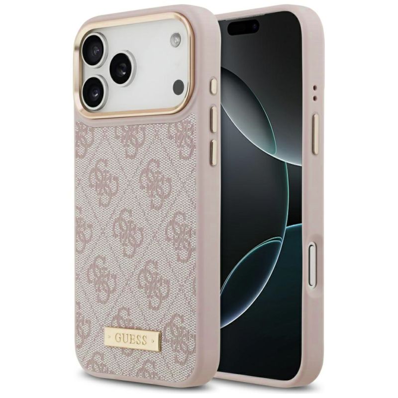 Husa pentru iPhone 17 Pro Max - Guess Hardcase 4G Logo Plate MagSafe (GUHMP17XU4GPRP) - Pink