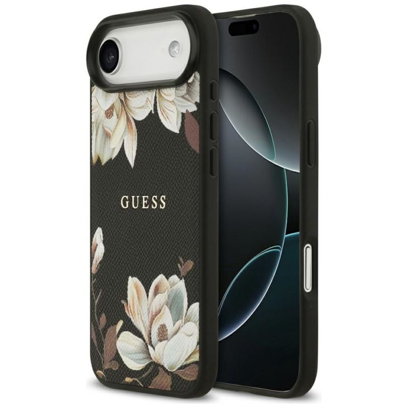 Husa pentru iPhone 17 Air - Guess Grained Flowers MagSafe (GUHMP17MPGNMPLMK) - Black