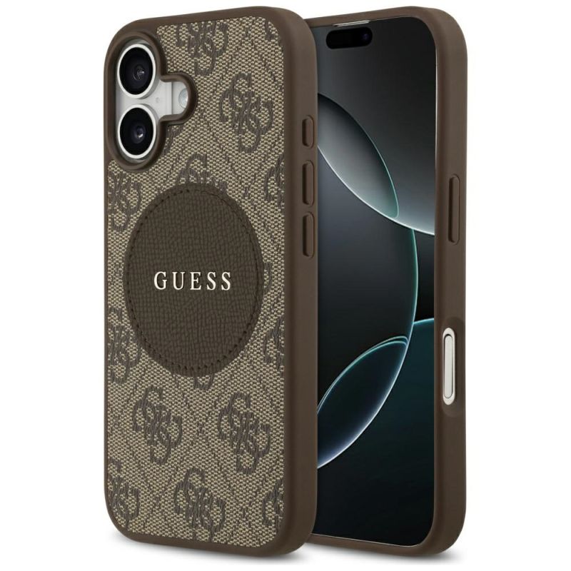 Husa pentru iPhone 17 - Guess 4G Circle Classic Logo MagSafe (GUHMP17SP4PGRSGW) - Brown