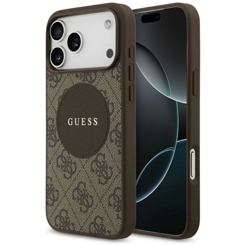 Husa pentru iPhone 17 Pro Max - Guess 4G Circle Classic Logo MagSafe (GUHMP17XP4PGRSGW) - Brown