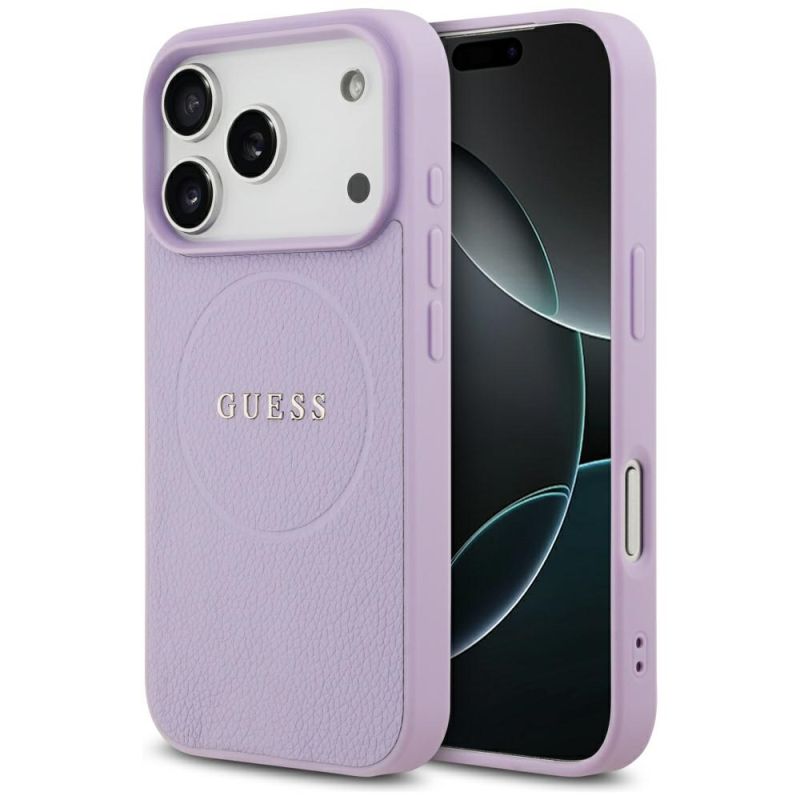 Husa pentru iPhone 17 Pro Max - Guess Grained Gold Ring MagSafe (GUHMP17XPGHSMMU) - Purple
