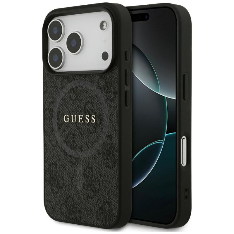 Husa pentru iPhone 17 Pro - Guess 4G Ring Classic Logo MagSafe (GUHMP17LG4GFRK) - Black