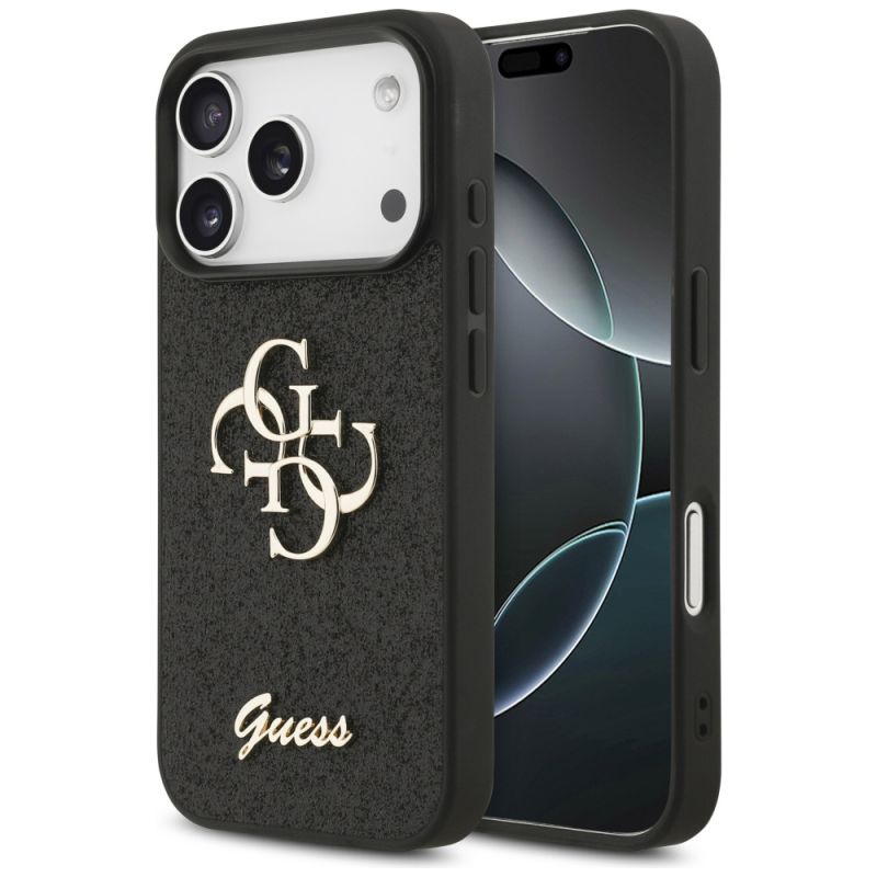 Husa pentru iPhone 17 Pro Max - Guess Fixed Glitter Big 4G (GUHCP17XHG4SGK) - Black