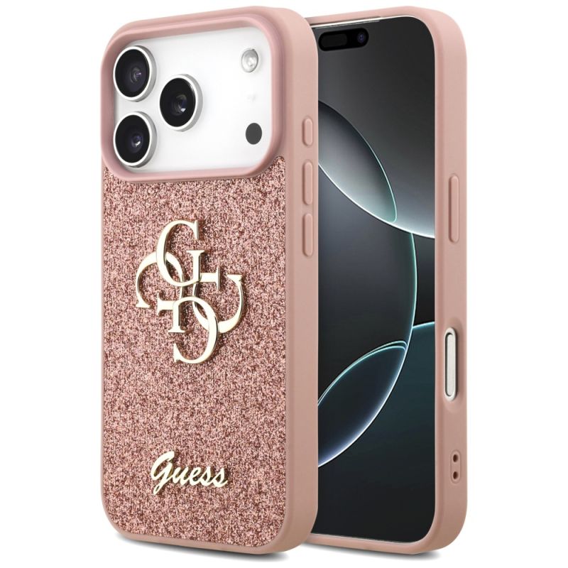Husa pentru iPhone 17 Pro - Guess Fixed Glitter Big 4G (GUHCP17LHG4SGP) - Pink