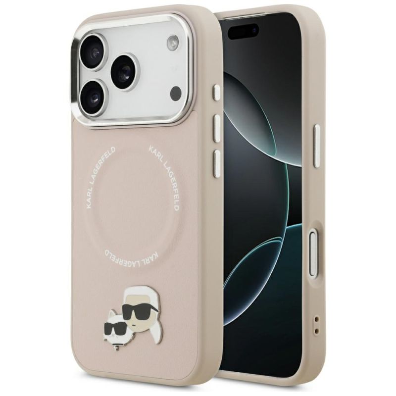 Husa iPhone 17 Pro - Karl Lagerfeld Karl & Choupette Pins MagSafe (KLHMP17LPSMLRKCP) - Pink