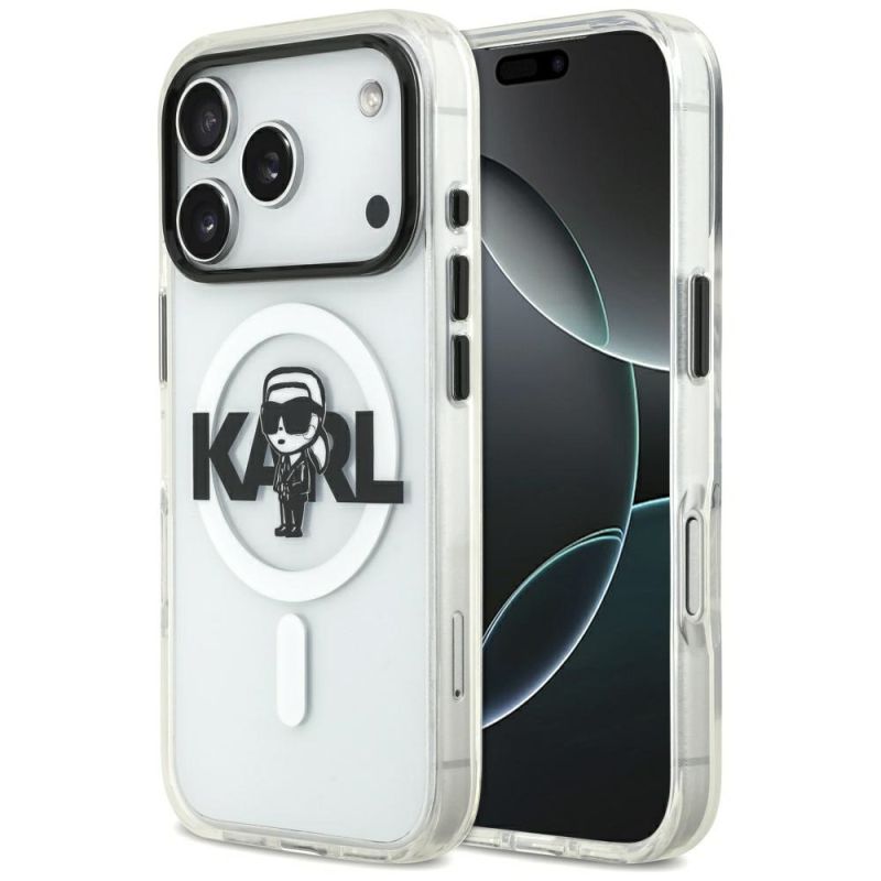 Husa pentru iPhone 17 Pro - Karl Lagerfeld IML MagSafe Sketch Logo (KLHMP17LHGKIGKBT) - Transparent Karl