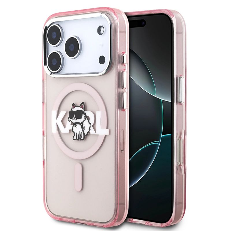 Husa pentru iPhone 17 Pro - Karl Lagerfeld IML Choupette Sketch Logo MagSafe (KLHMP17LHGCHGKBP) - Pink