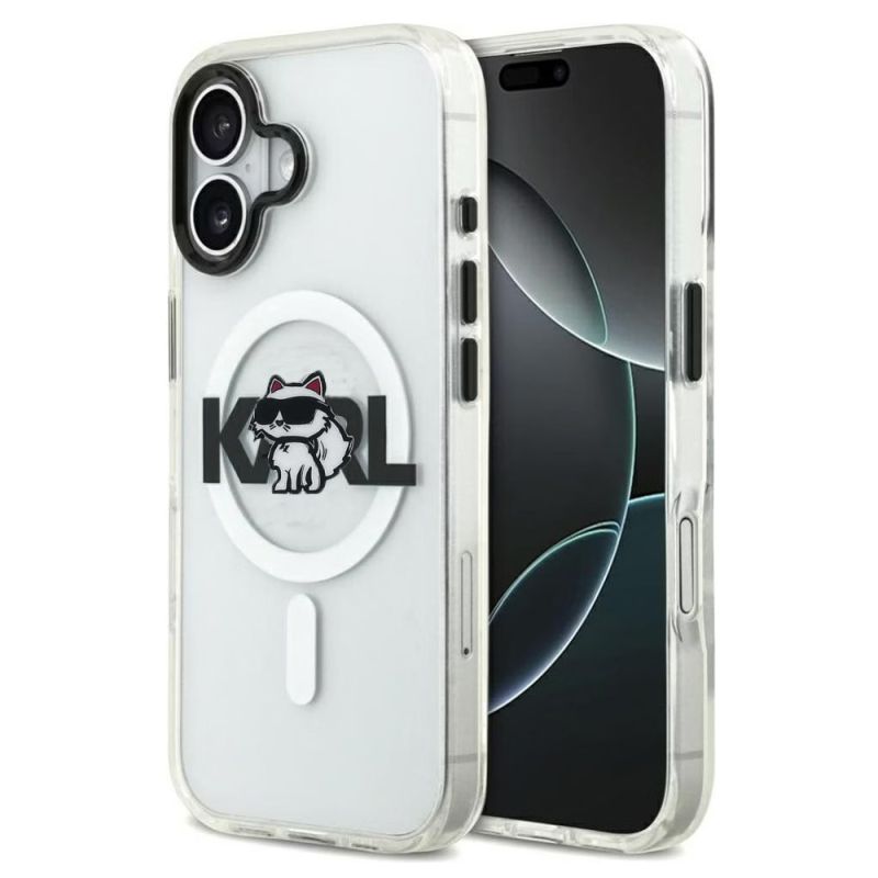 Husa pentru iPhone 17 - Karl Lagerfeld IML Choupette Sketch Logo MagSafe (KLHMP17SHGCHGKBT) - Clear