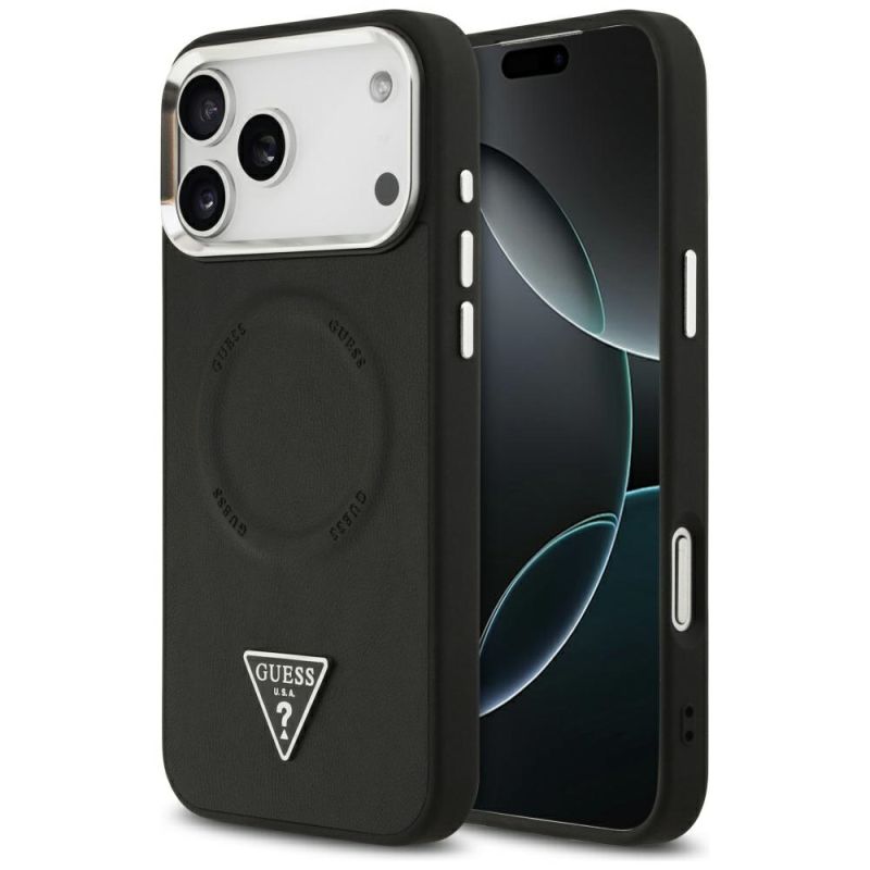 Husa pentru iPhone 17 Pro Max - Guess Hardcase Triangle Logo MagSafe (GUHMP17XPSDTSCMK) - Black