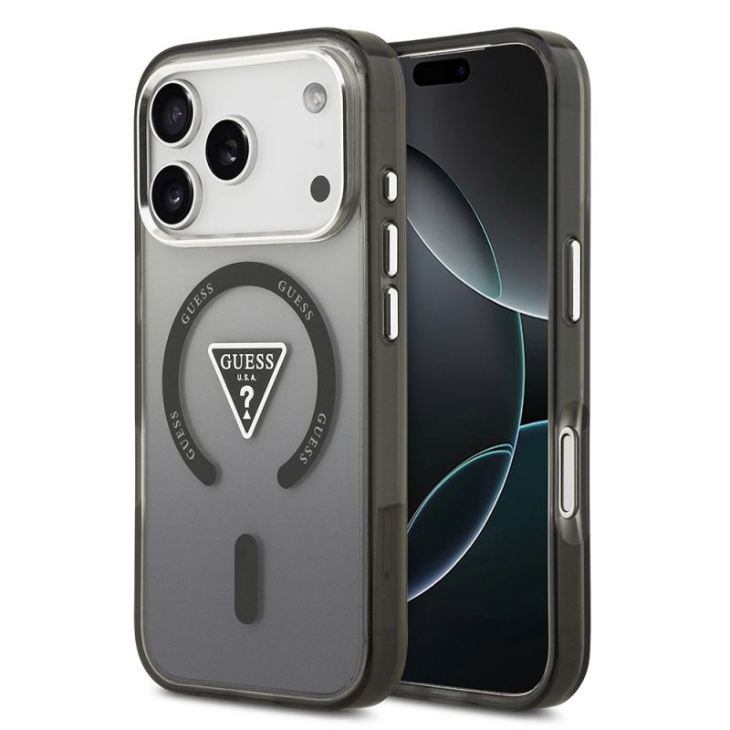 Husa pentru iPhone 17 Pro - Guess IML Gradient Triangle Logo MagSafe (GUHMP17LHGTMLCGK) - Black