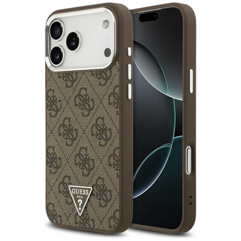 Husa pentru iPhone 17 Pro Max - Guess Hardcase 4G Triangle Logo MagSafe (GUHMP17XP4TSRCMW) - Brown