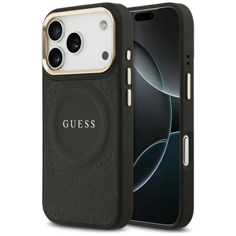 Husa pentru iPhone 17 Pro - Guess Peony Hot Stamp MagSafe (GUHMP17LPSAMSECK) - Black