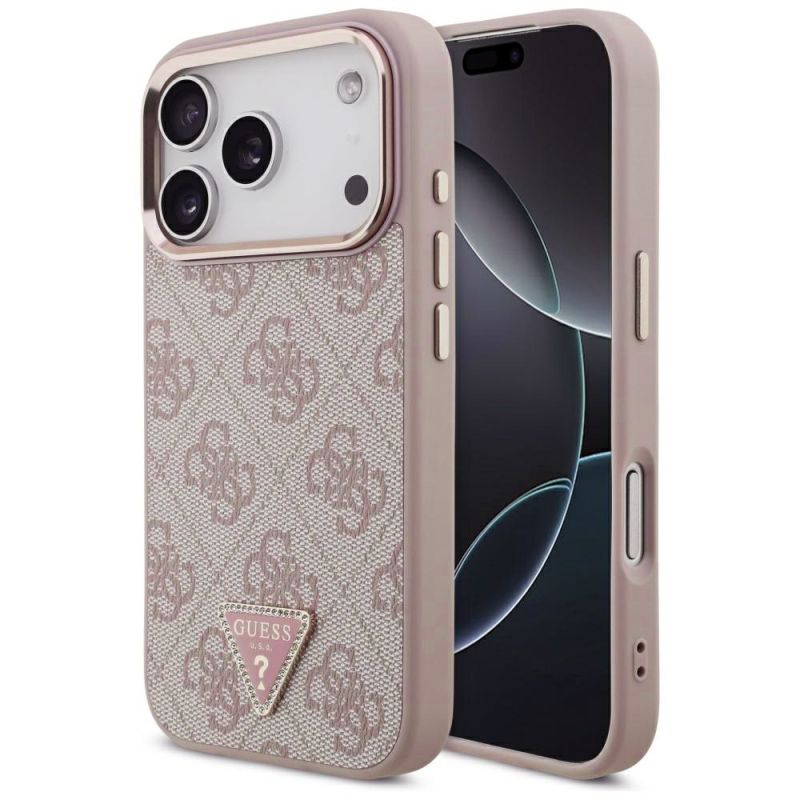 Husa pentru iPhone 17 Pro - Guess Hardcase 4G Triangle Logo MagSafe (GUHMP17LP4GTDGMP) - Pink