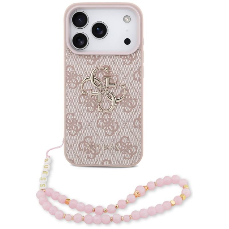 Husa pentru iPhone 17 Pro - Guess Hardcase 4G Classic Logo with Strap (GUHCP17LP4GMGSP) - Pink