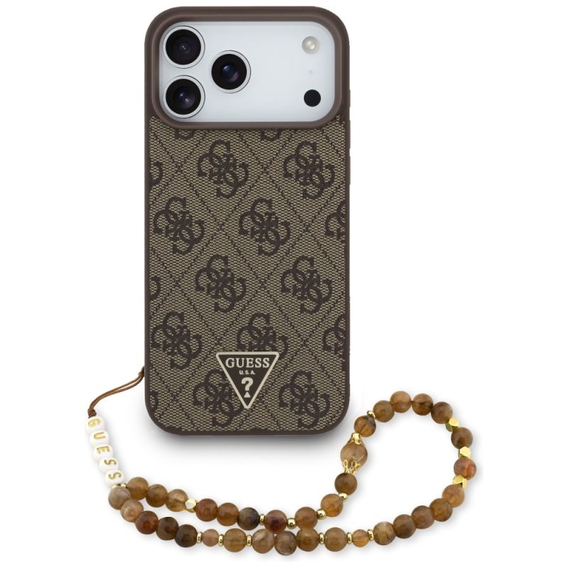 Husa pentru iPhone 17 Pro Max - Guess Hardcase 4G Strap Triangle Logo MagSafe (GUHMP17XP4TSDPPSW) - Brown