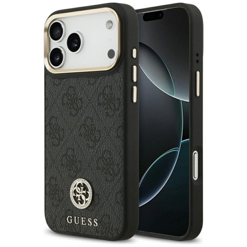 Husa pentru iPhone 17 Pro Max - Guess Hardcase 4G Strass Logo MagSafe (GUHMP17XP4GRMDEK) - Black