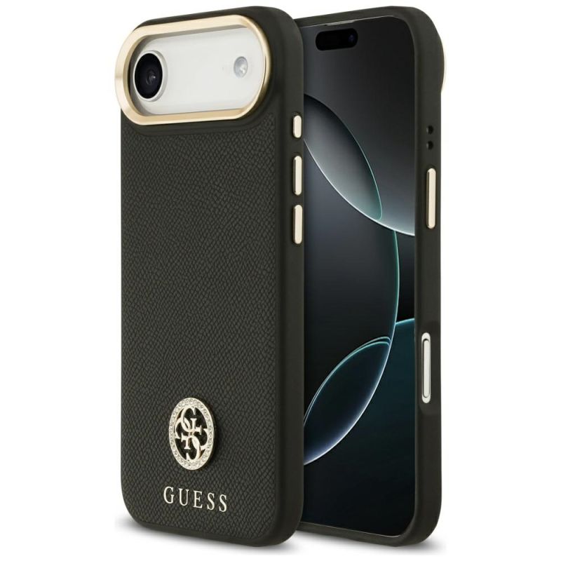Husa pentru iPhone 17 Air - Guess Grained Strass Logo MagSafe (GUHMP17MPGCRMDEK) - Black