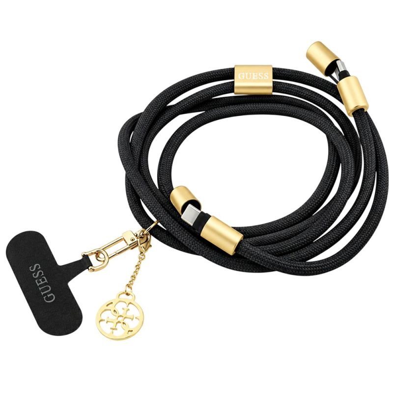 Cablu pentru Alimentare, Crossbody, Ajustabil, USB-C la USB-C, Fast Charge - Guess CBDY 4G Charm (GUCCUCNY4GDK) - Black