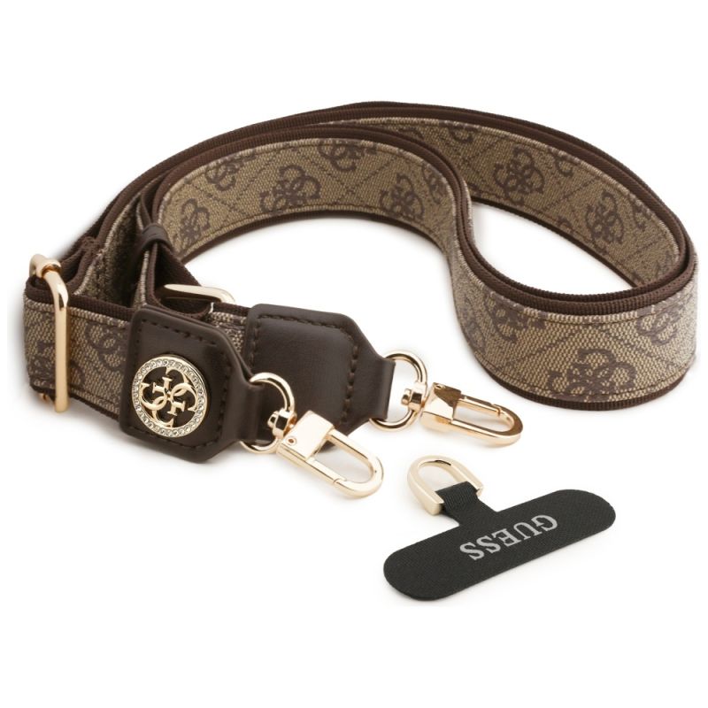 Snur pentru Telefon, Ajustabil, Universal - Guess 4G Strass Metal Logo (GUUCNP4DGMW) - Brown