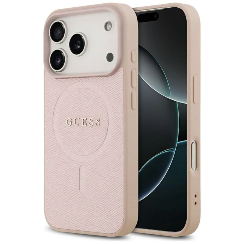 Husa pentru iPhone 17 Pro - Guess Saffiano MagSafe (GUHMP17LPSAHMCP) - Pink