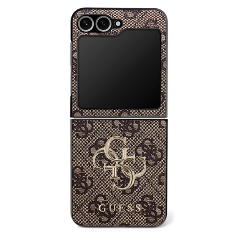 Husa pentru Samsung Galaxy Z Flip7 - Guess Leather 4G Metal Logo (GUHCZF74GMGBR) - Brown
