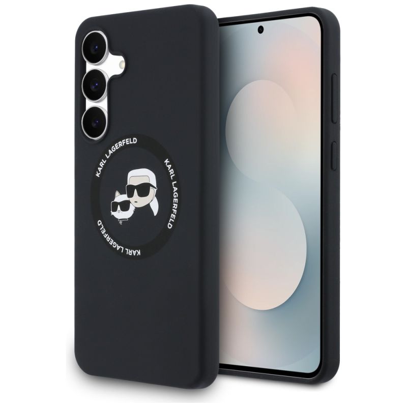 Husa pentru Samsung Galaxy S25 FE - Karl Lagerfeld Silicone KC Heads MagSafe (KLHMS25FESKCHTCK) - Black