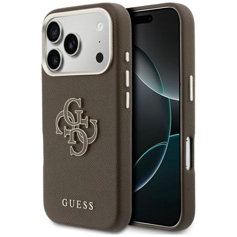 Husa pentru iPhone 17 Pro - Guess Hardcase Resin Logo (GUHCP17L5PS4RGGW) - Brown