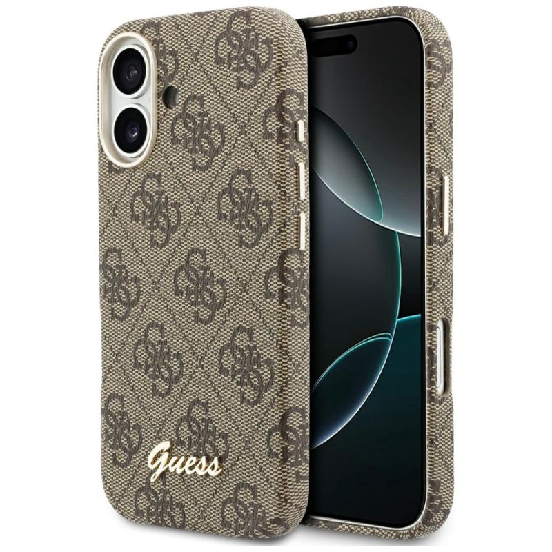 Husa pentru iPhone 17 - Guess 4G Script MagSafe (GUHMP17S5P4FWMSW) - Brown