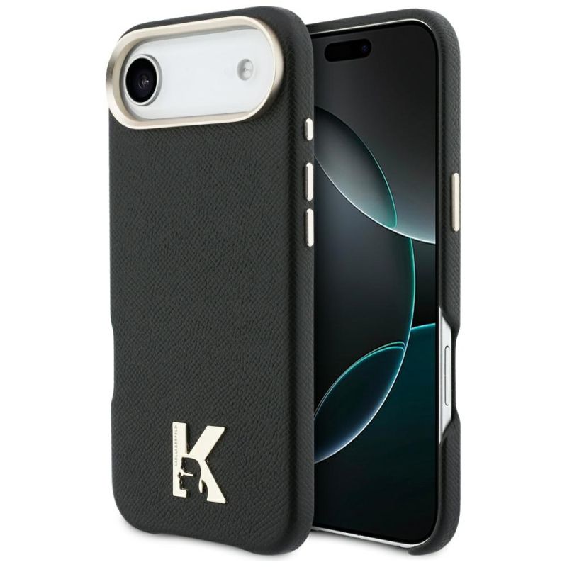Husa iPhone 17 Air - Karl Lagerfeld Hardcase Leather Khead Logo MgSafe (KLHMP17M5PGFKHGK) - Black