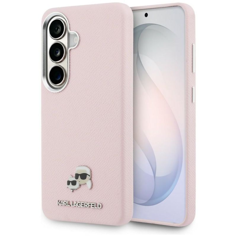 Husa Samsung Galaxy S26 - Karl Lagerfeld Wrapped Grained Leather with K&C Head Pin MagSafe - Pink